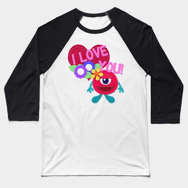 I Love You! Felt Monster Baseball T-Shirt by CheriesArt